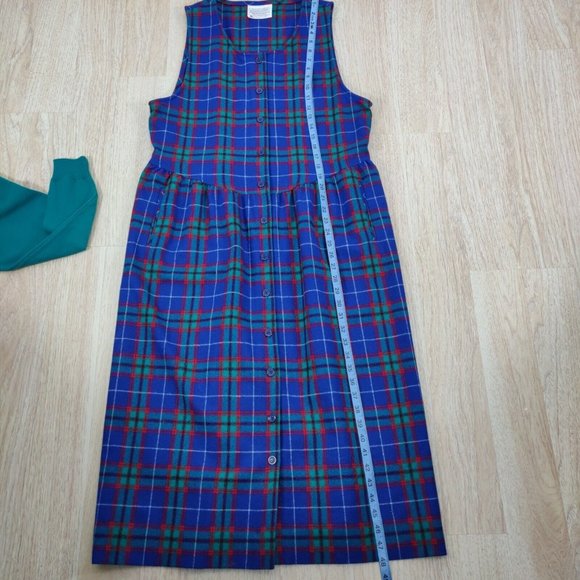 Pendleton Portland Size M 2 Piece Set Dress & Sweater Plaid Tartan Wool Green - Picture 8 of 9